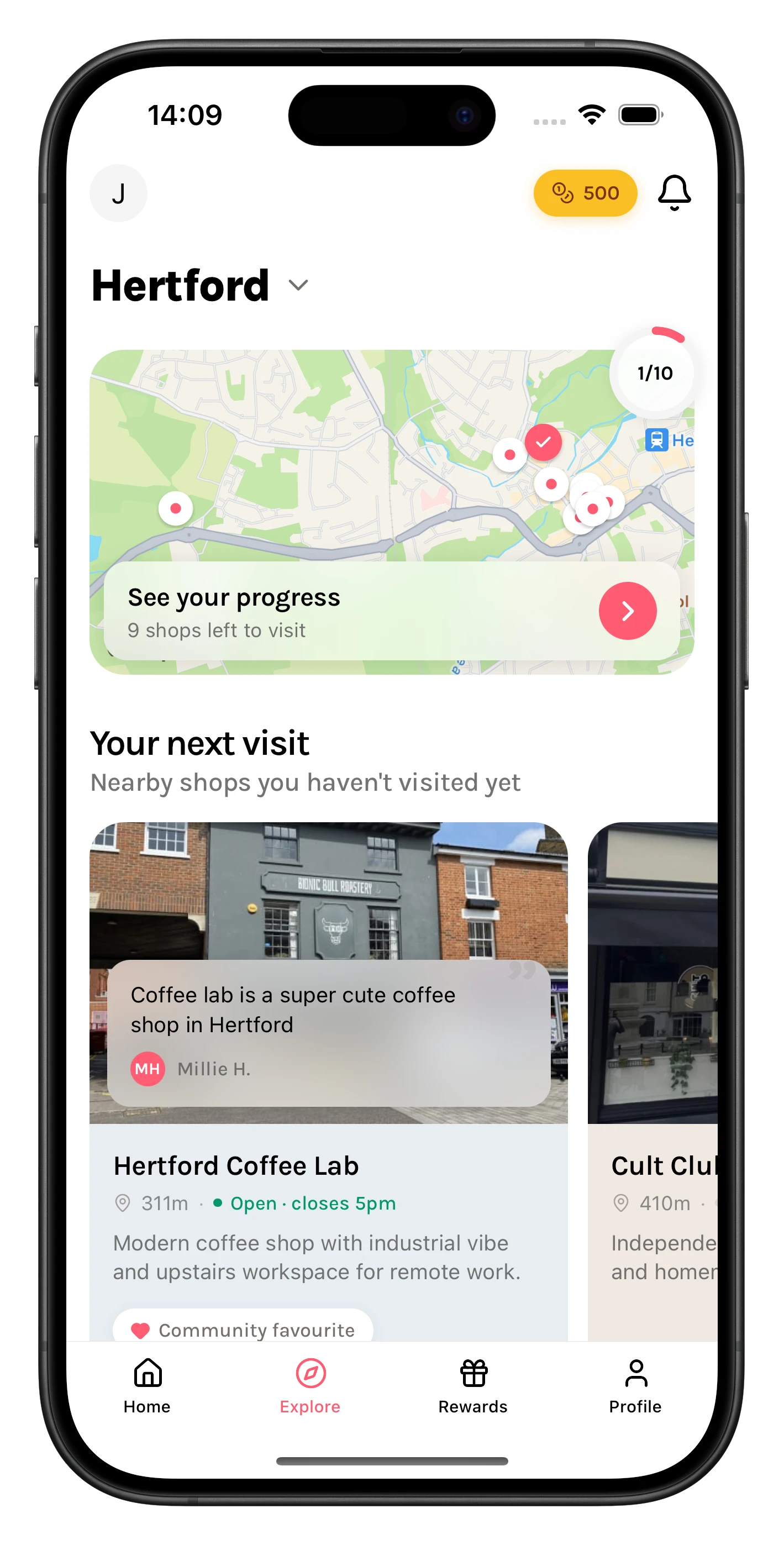 Find new shops and track your visits